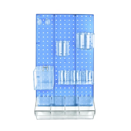 Azar Displays 12-Piece Blue Pegboard Organizer Kit with 1 Panel and Accessory 900942-BLU